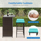 3PCS Patio Bar Set Outdoor Furniture Set Wicker Bistro Set with Two Stools for