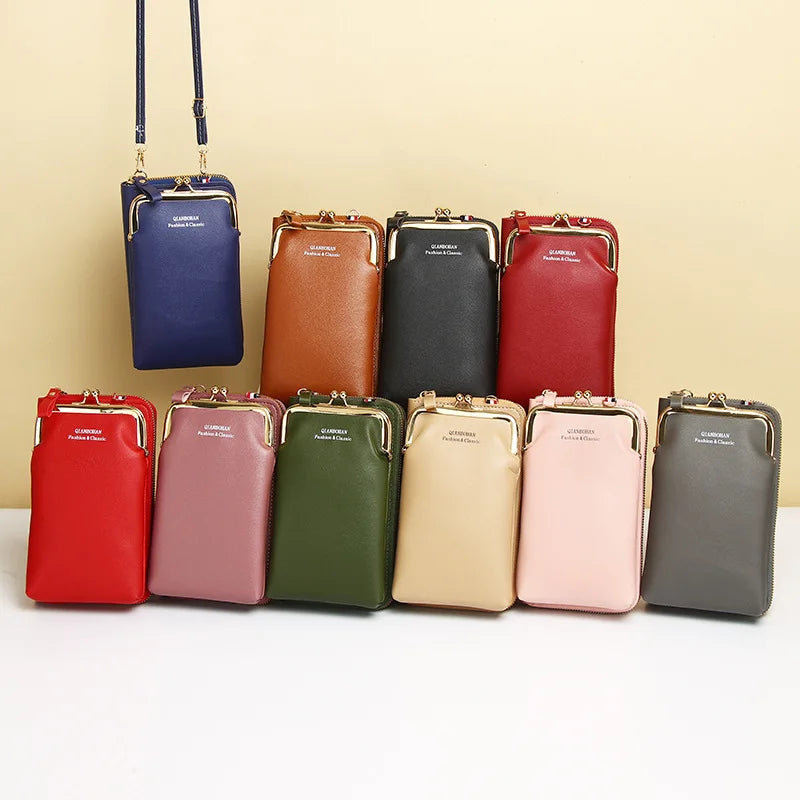 Women Fashion Bag Clip Design Phone Pocket Shoulder Bag Pu Leather Female Small Crossbody Bags Ladies Messenger Purse Handbag