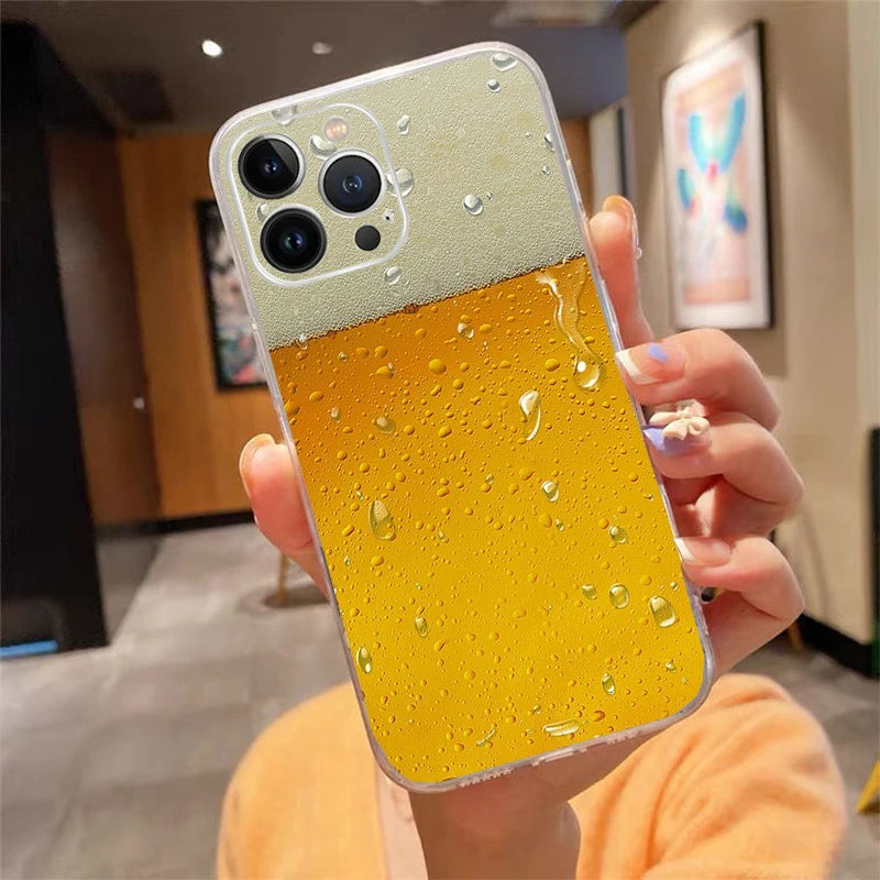 Phone Case For iphone 15 14 13 12 11 Pro Max XS Max XR X 12mini 14 Plus SE Cold Beer Case Funda Capa Cell