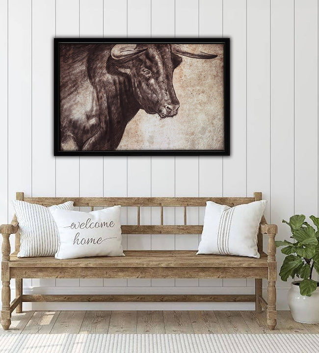 Spanish Bull Framed Canvas