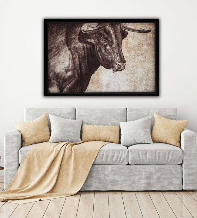 Spanish Bull Framed Canvas