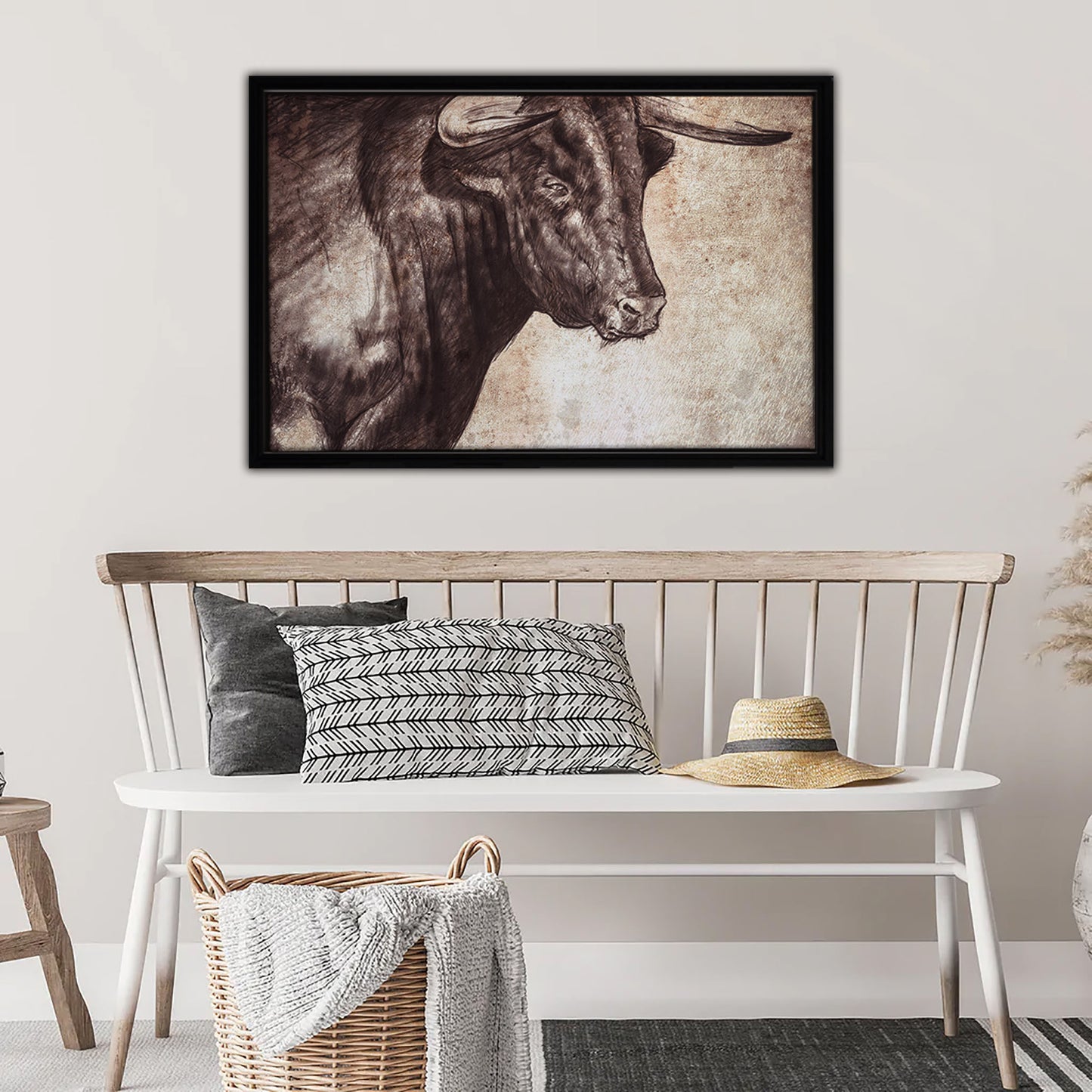 Spanish Bull Framed Canvas