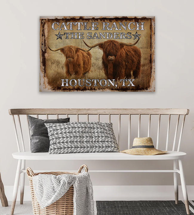 Vinatage Cattle Canvas Art