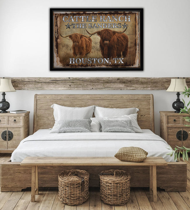 Vinatage Cattle Framed Canvas