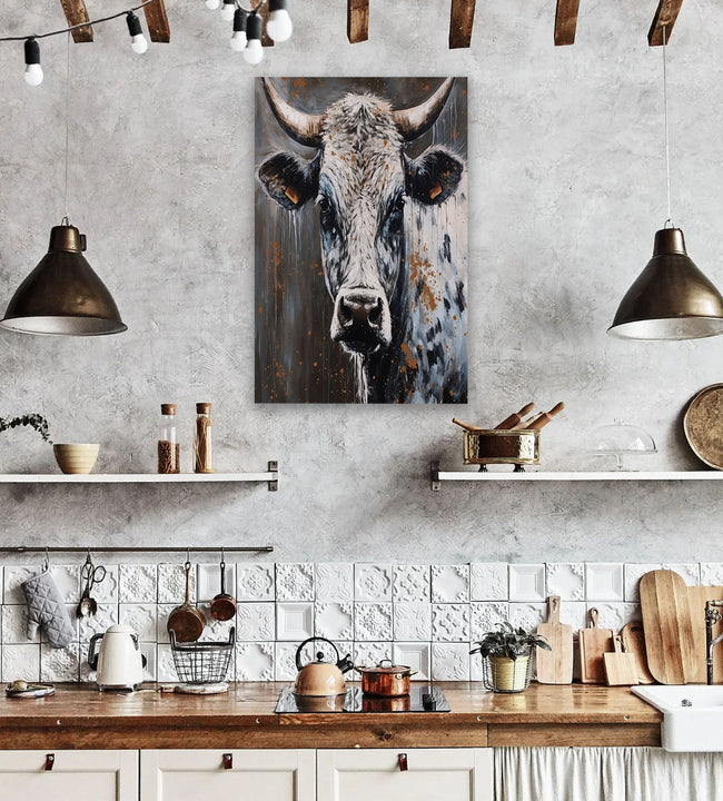 Watercolor Cow Canvas Art