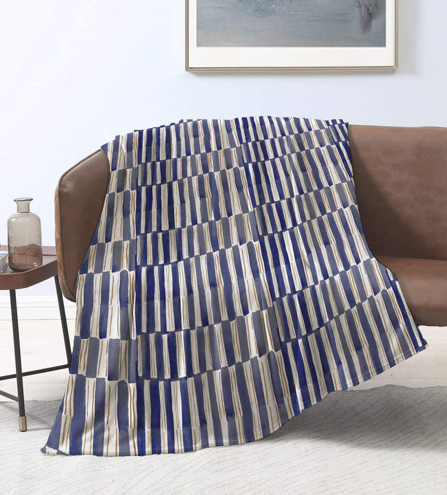 Blue Stripes Velvet Blanket