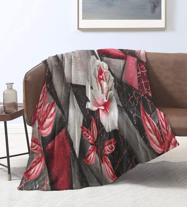 Abstract Red Rose Velvet Blanket