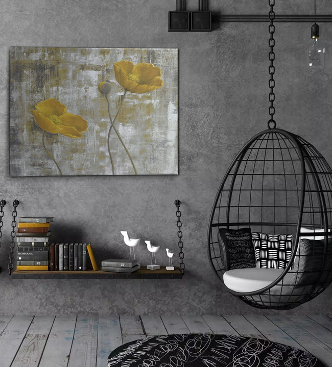 Abstract Yellow Flowers Canvas Art