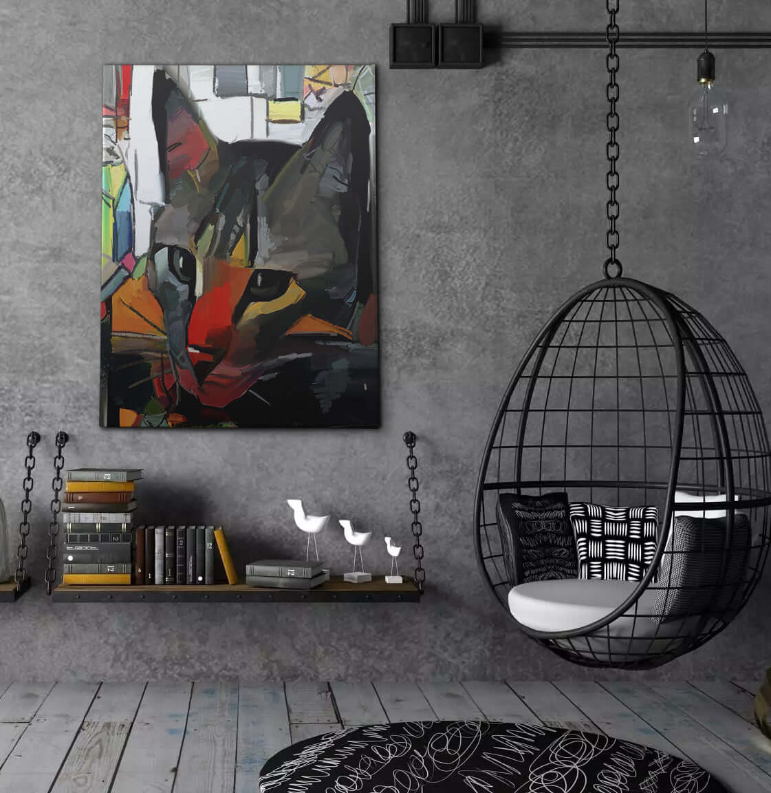 Abstract Cat Canvas Art