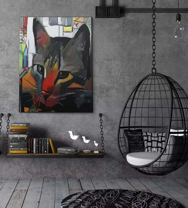 Abstract Cat Canvas Art