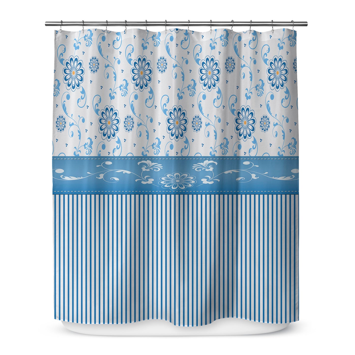 Floral Stripped Shower Curtain