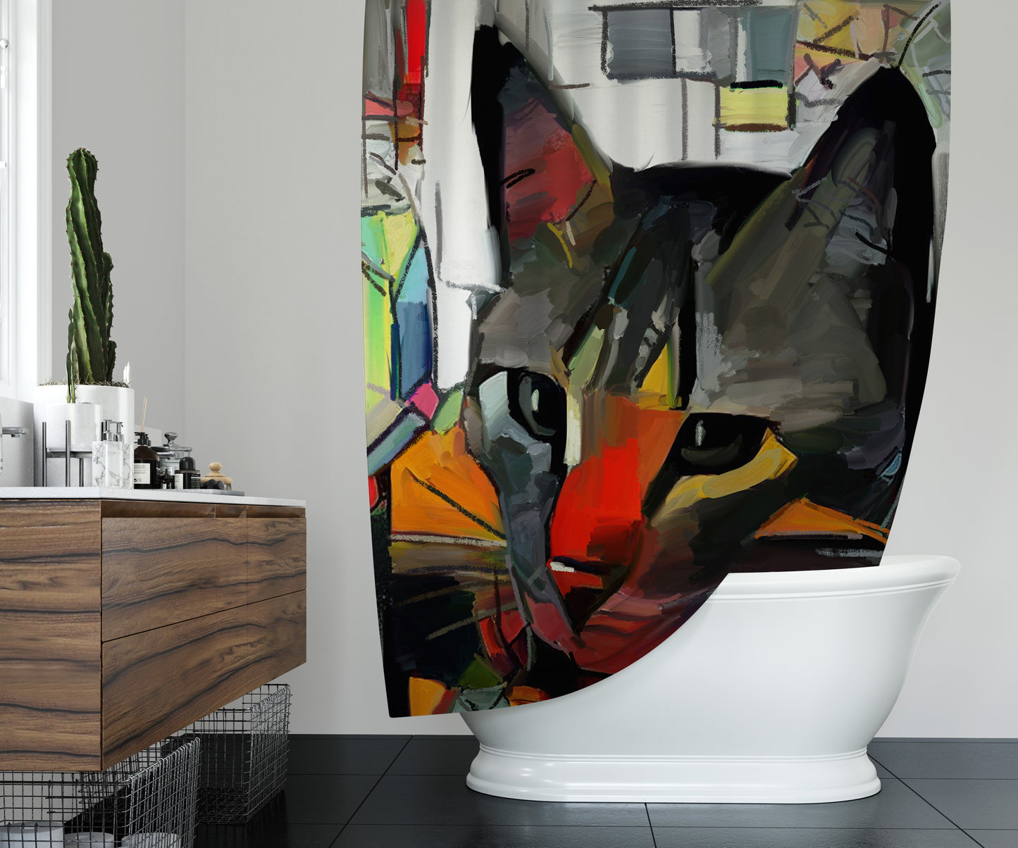 Abstract Cat Shower Curtain