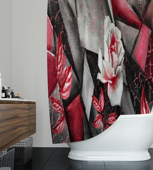 Abstract Red Rose Shower Curtain