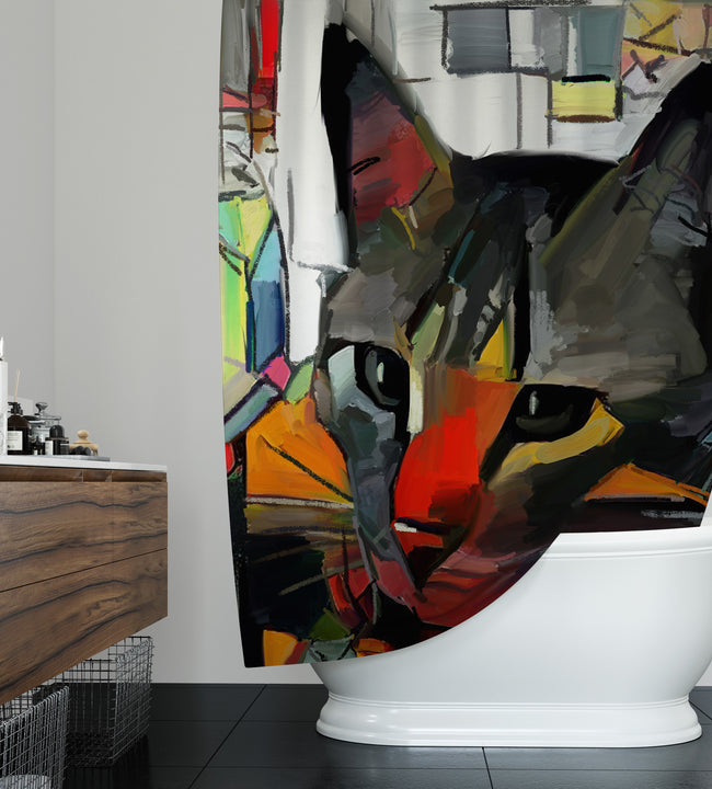 Abstract Cat Shower Curtain