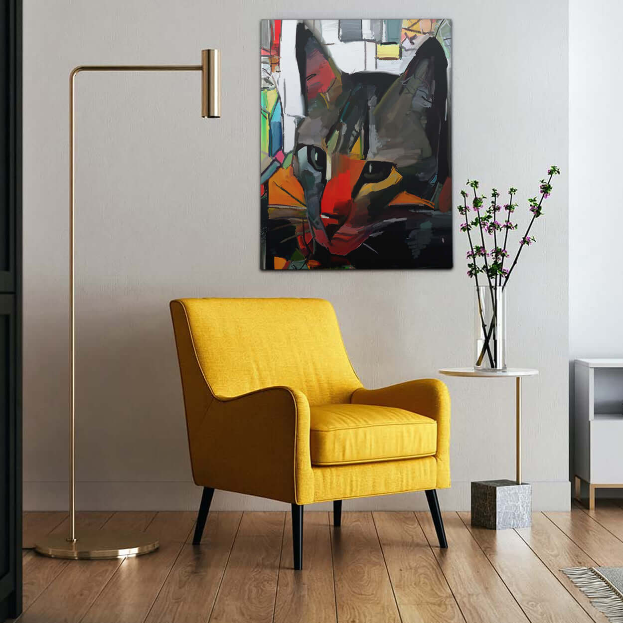 Abstract Cat Canvas Art