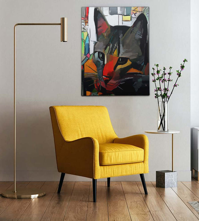 Abstract Cat Canvas Art