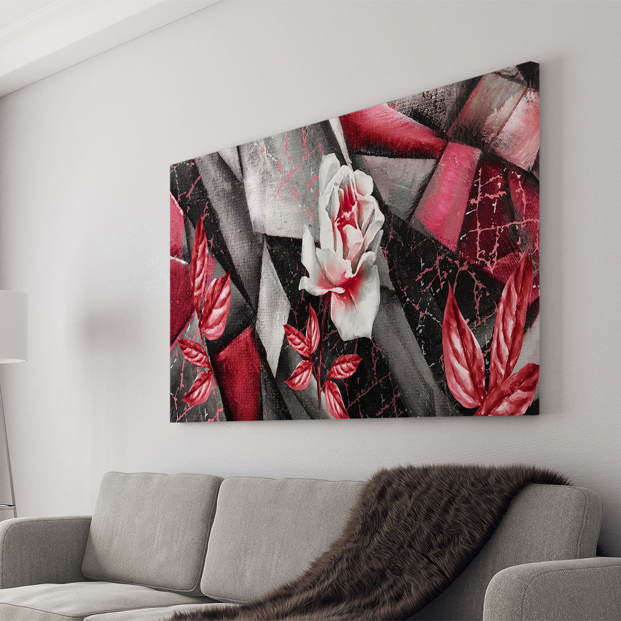 Abstract Red Rose Canvas Art