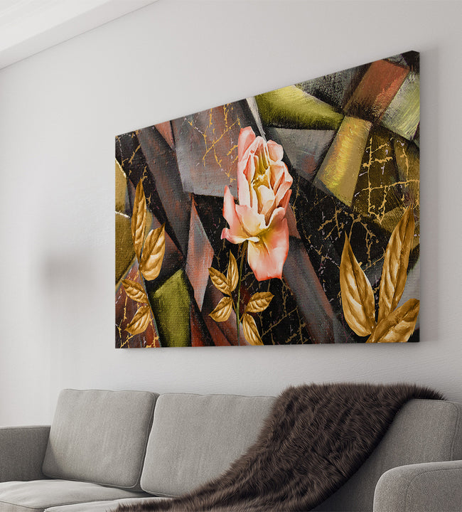 Goldish Rose Canvas Art