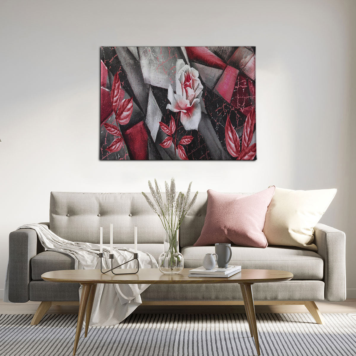 Abstract Red Rose Canvas Art