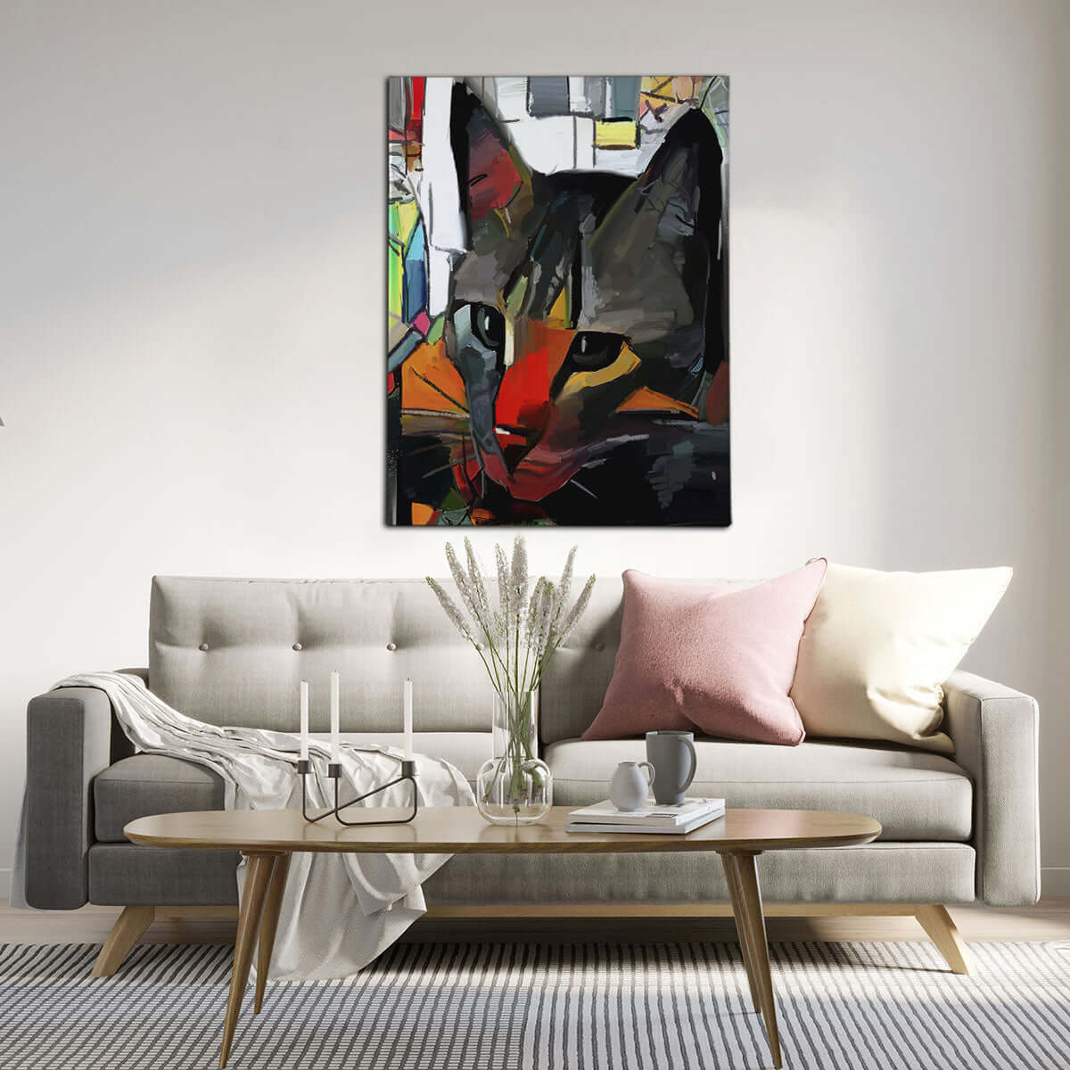 Abstract Cat Canvas Art