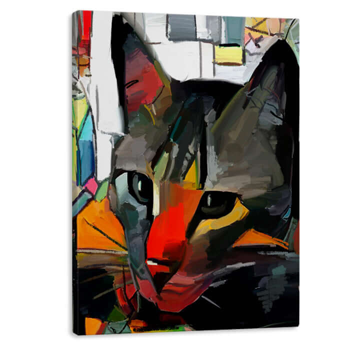 Abstract Cat Canvas Art