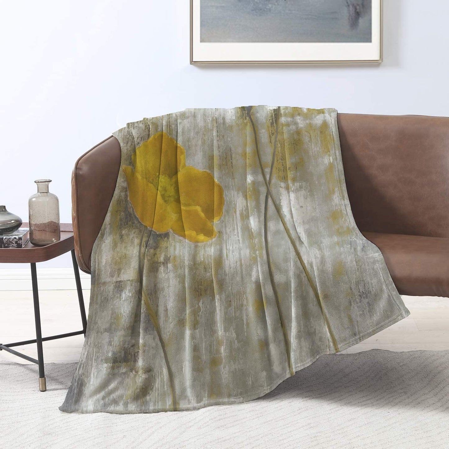 Abstract Yellow Flowers Velvet Blanket