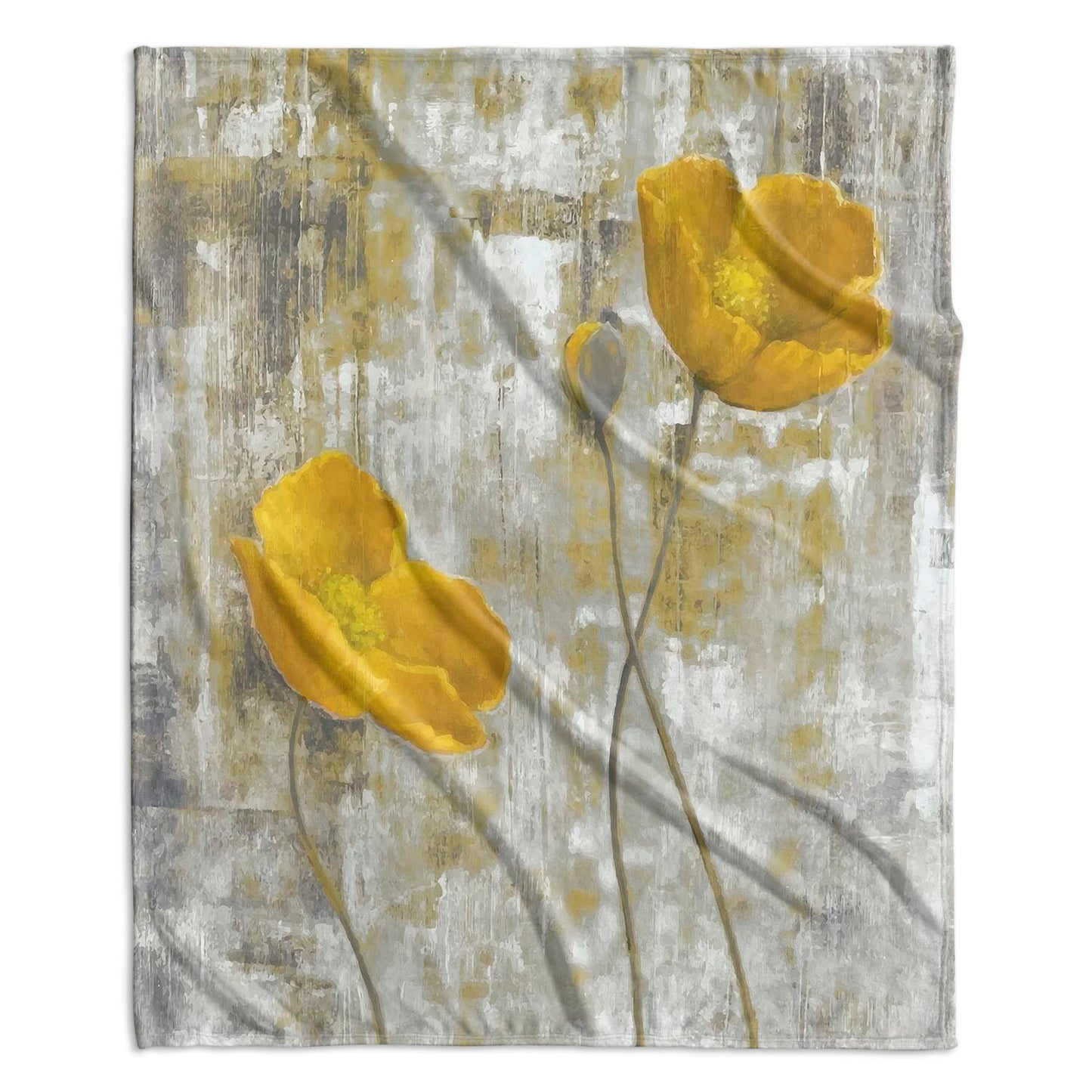 Abstract Yellow Flowers Velvet Blanket