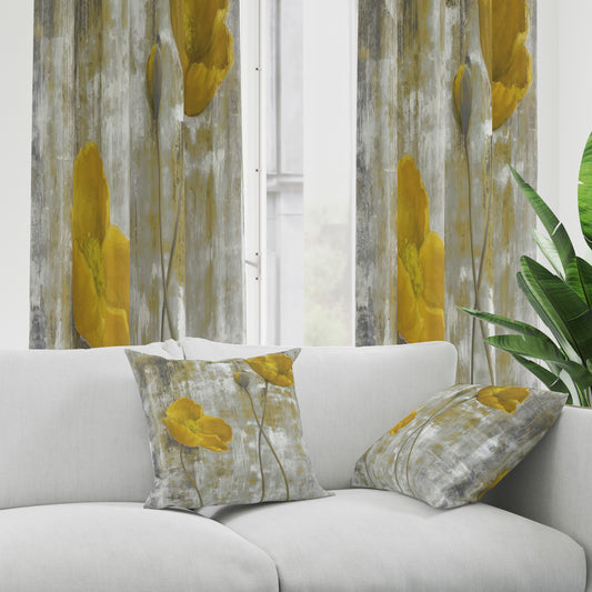 Abstract Yellow Flowers Blackout Curtains