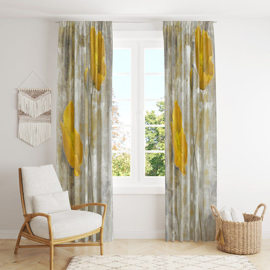 Abstract Yellow Flowers Blackout Curtains