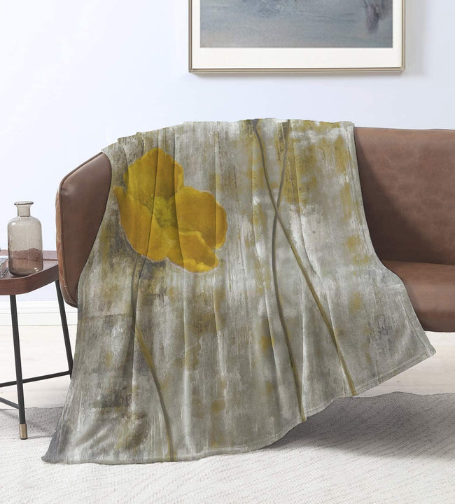 Abstract Yellow Flowers Velvet Blanket