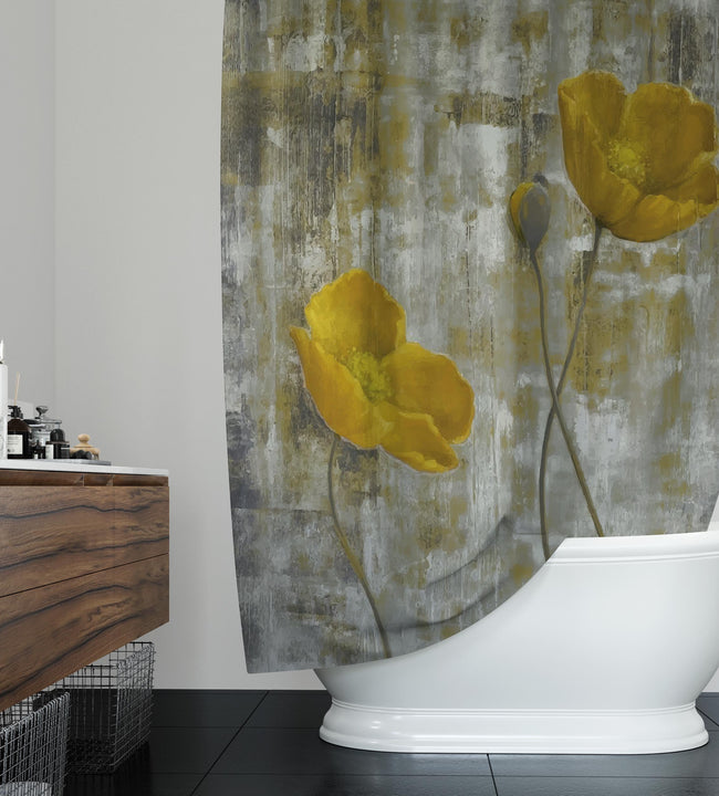Abstract Yellow Flowers Shower Curtain