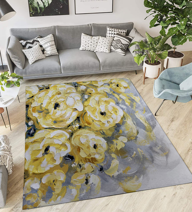 Yellow Roses Low Pile Area Rug