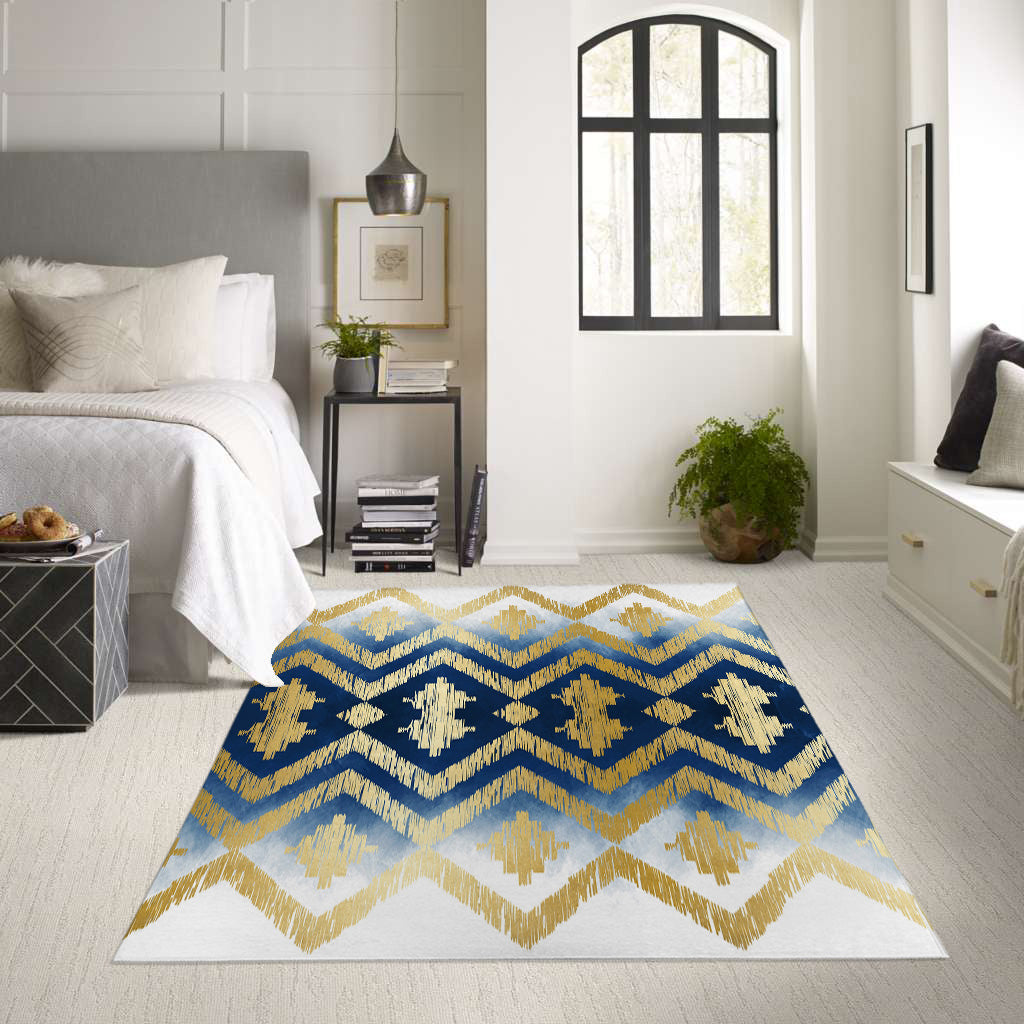 BlueGold Chevron Low Pile Area Rug