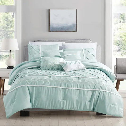 Paola Baby Blue Pleated Comforter - 7 Piece Set