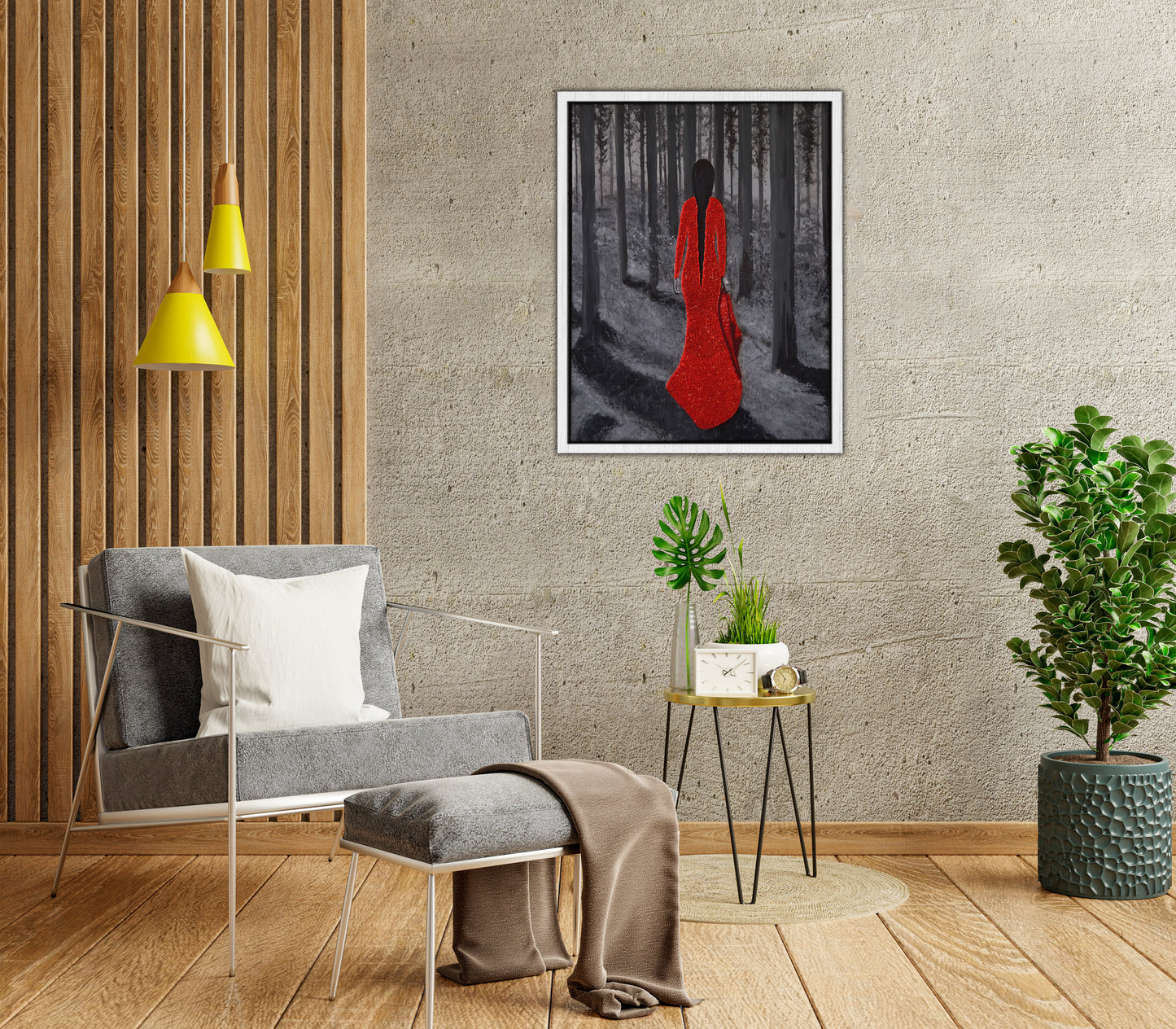 Lady in Red Framed Canvas