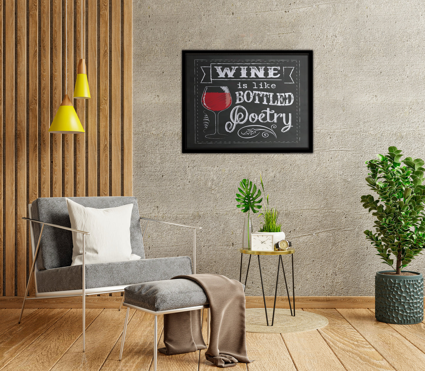 Wine Chalkboard Framed Canvas