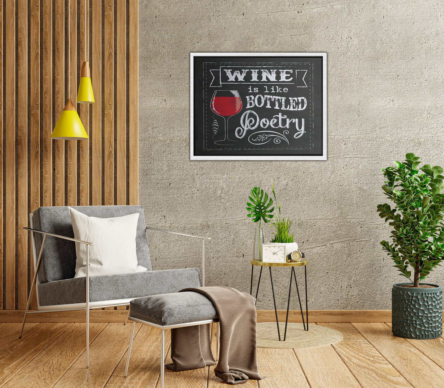 Wine Chalkboard Framed Canvas