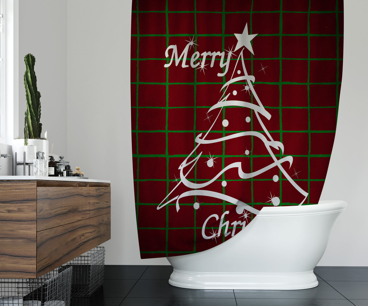 Xmas Tree Shower Curtain