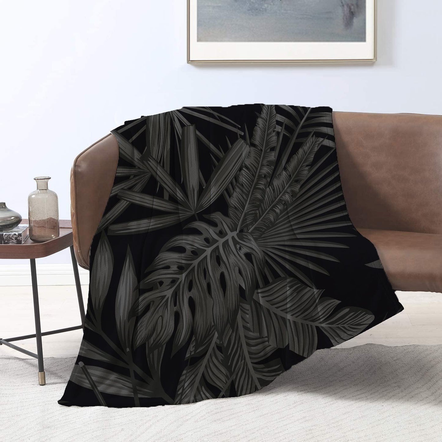 Black Leaves Velvet Blanket