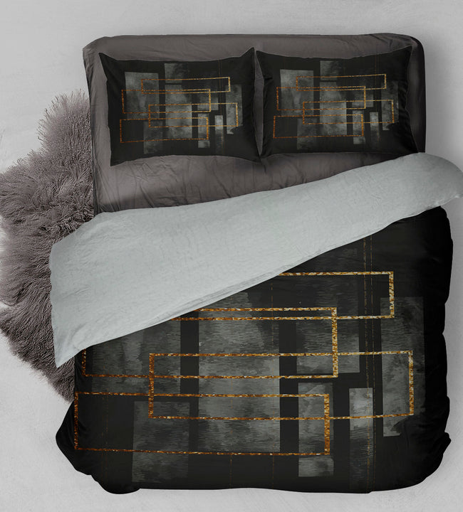 Black Laberinto Sherpa Comforter Set