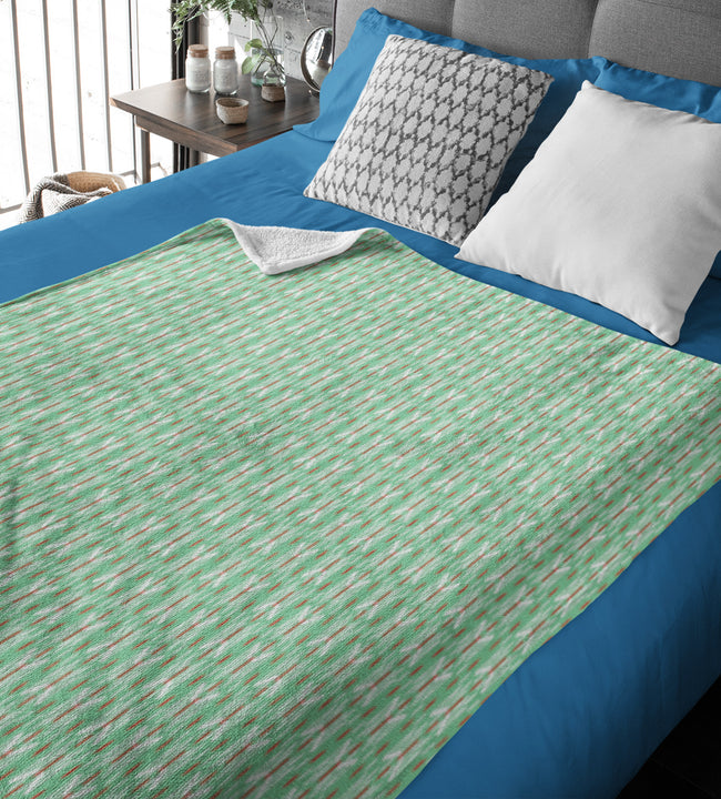 Green Ikat Velvet Blanket