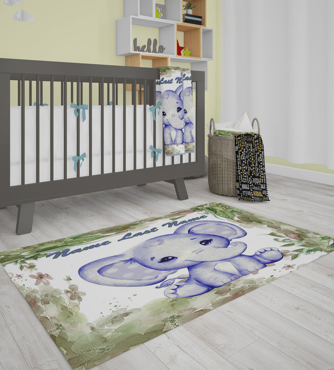 Blue Baby Elephant Rug