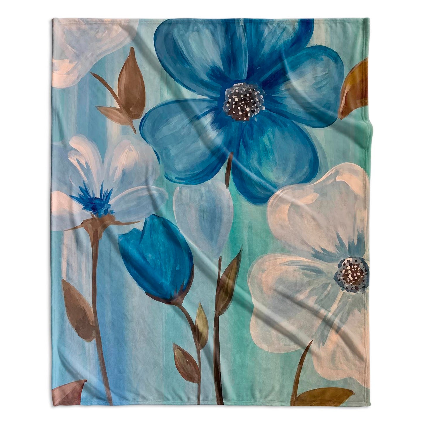 Blue Flowers Velvet Blanket