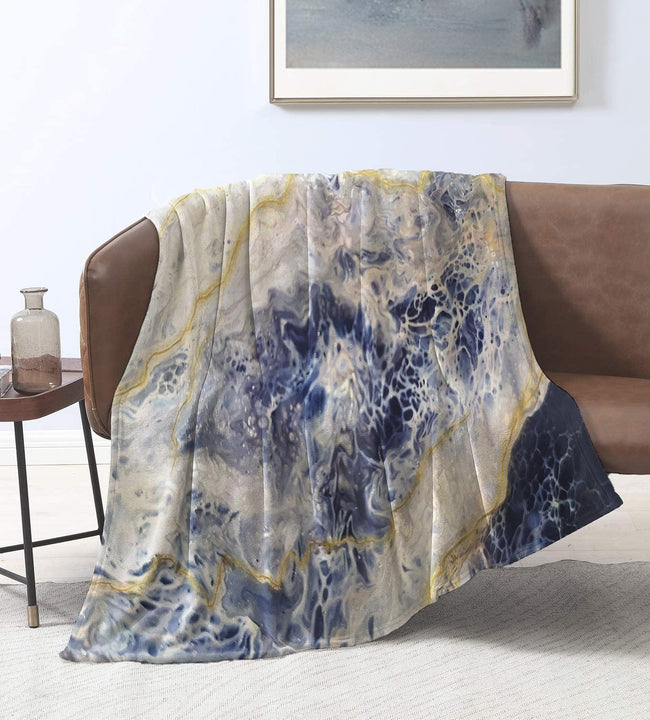 Blue Marble Velvet Blanket