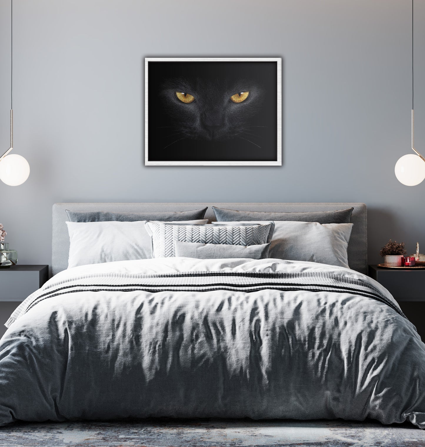 Black Cat Framed Canvas