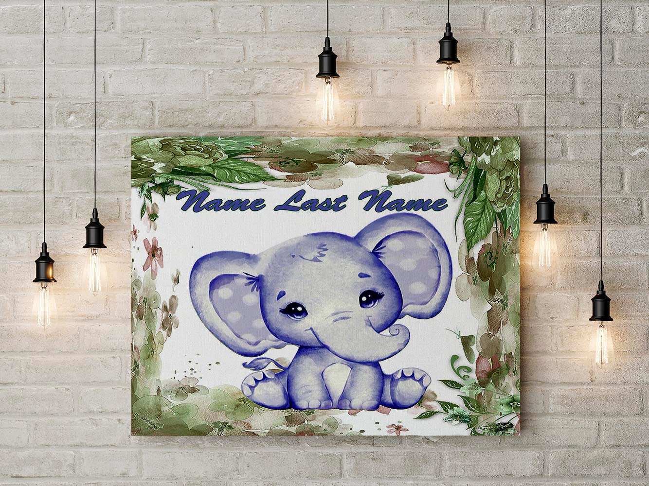 Blue Baby Elephant Canvas