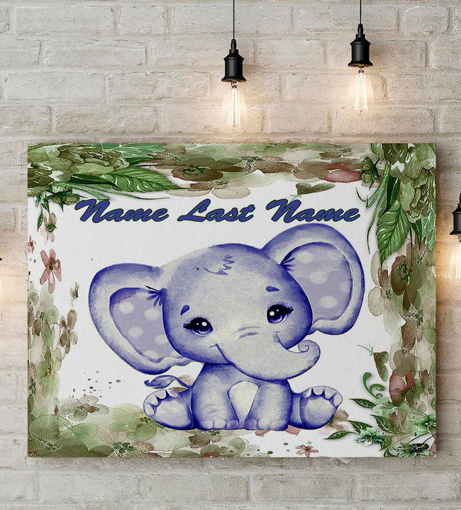 Blue Baby Elephant Canvas