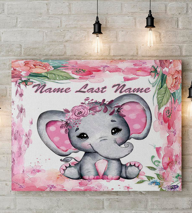 Pink Baby Elephant Canvas