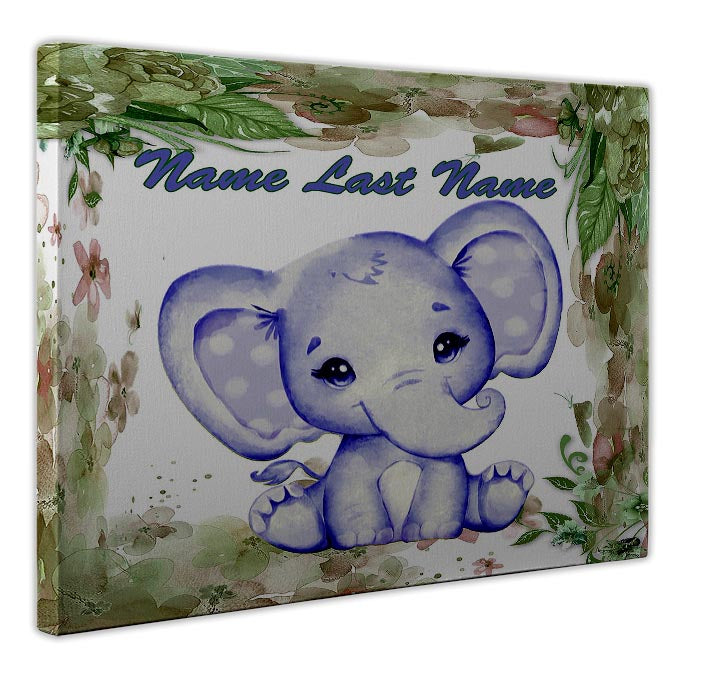 Blue Baby Elephant Canvas