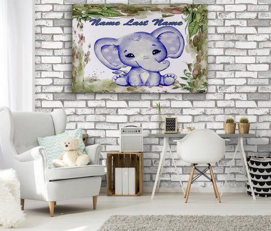 Blue Baby Elephant Canvas